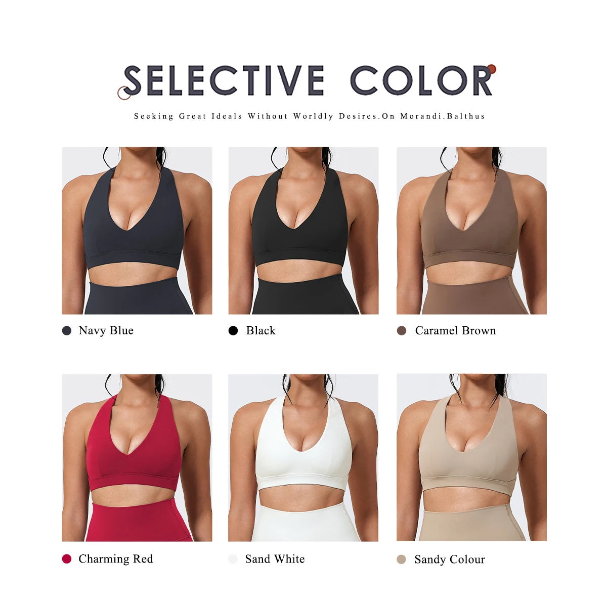 Women's V Neck Halter Sports Bra with Open Back