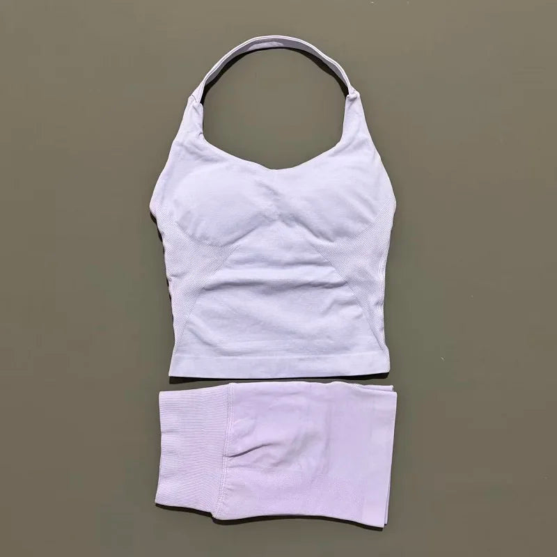 Women's Halter Tank And Shorts Yoga Set For Workout Outfits