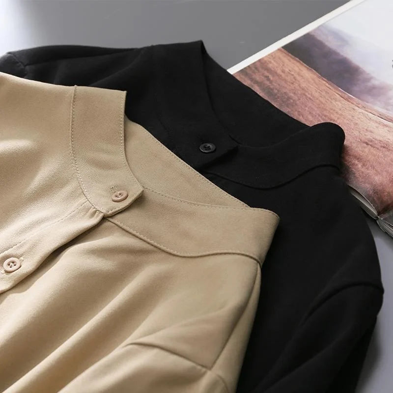 Women's Stand Collar Long Sleeve Blouse