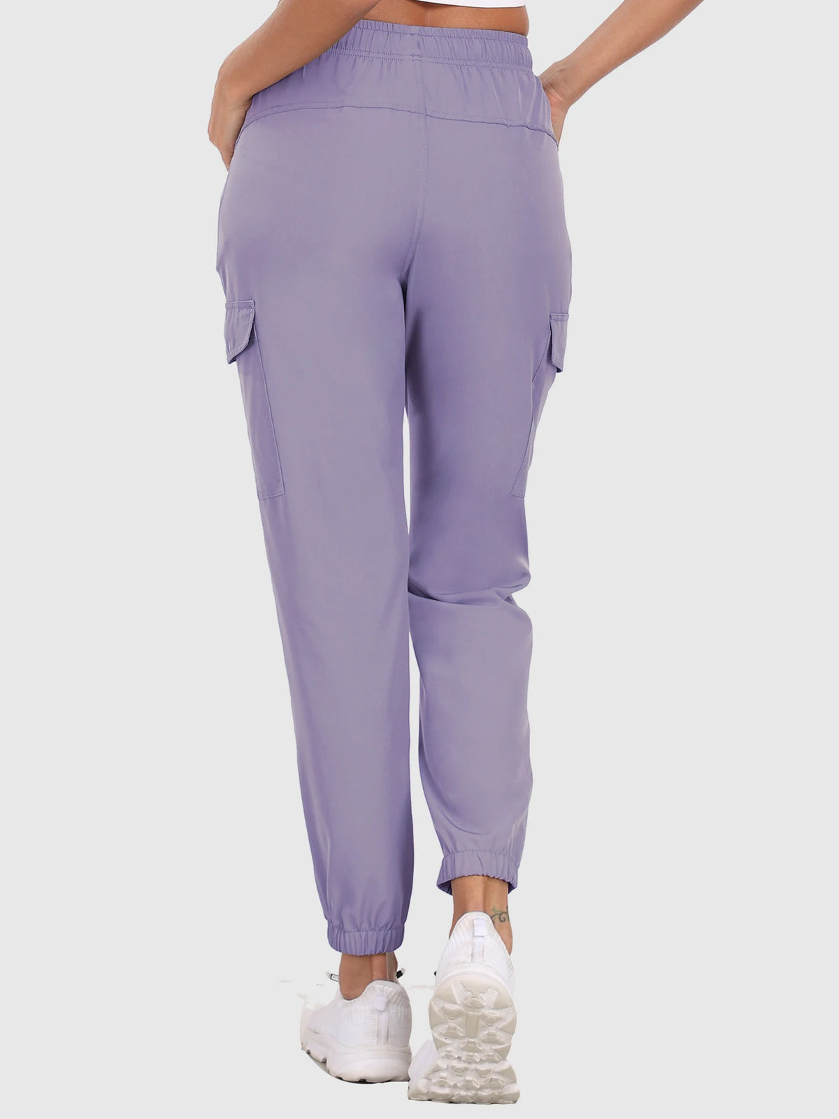 Women's Hiking Cargo Pants with Elastic Waist and Zip Pocket Details