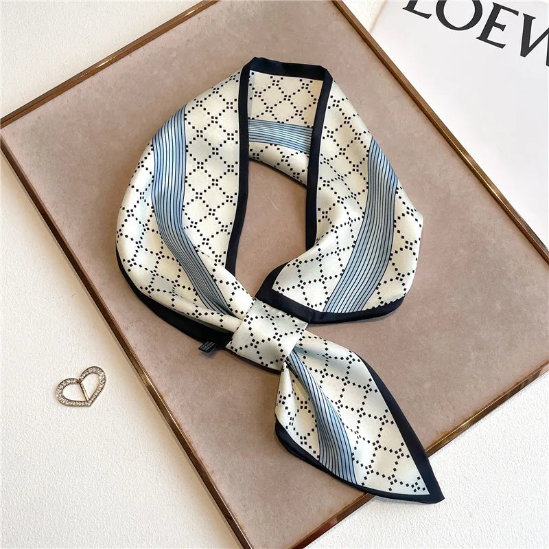 Printed Narrow Neckerchief Scarf with Pointed Tie Ends