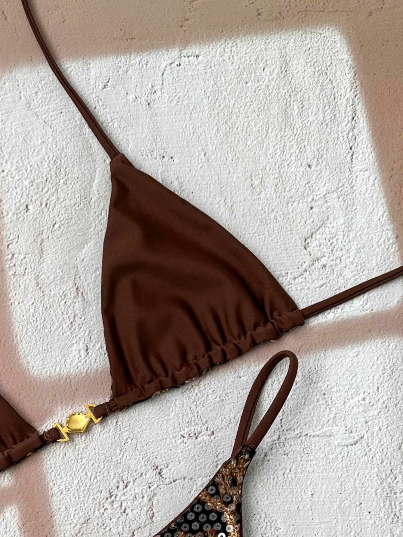Sequin Leopard Print Halter Bikini