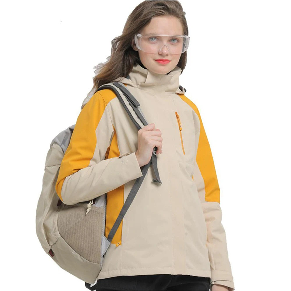 Color Block Hooded Full Zip Long Sleeve Outdoor Jacket