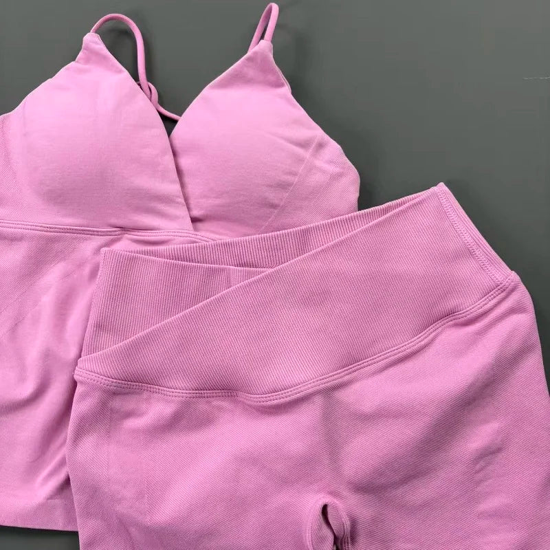 Women's Twist Front Tank And Shorts Yoga Set