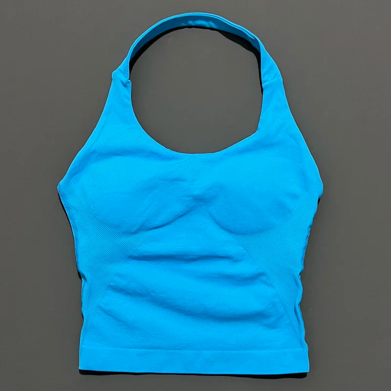 Women's Halter Neck Longline Fitted Tank Top For Workout Outfits