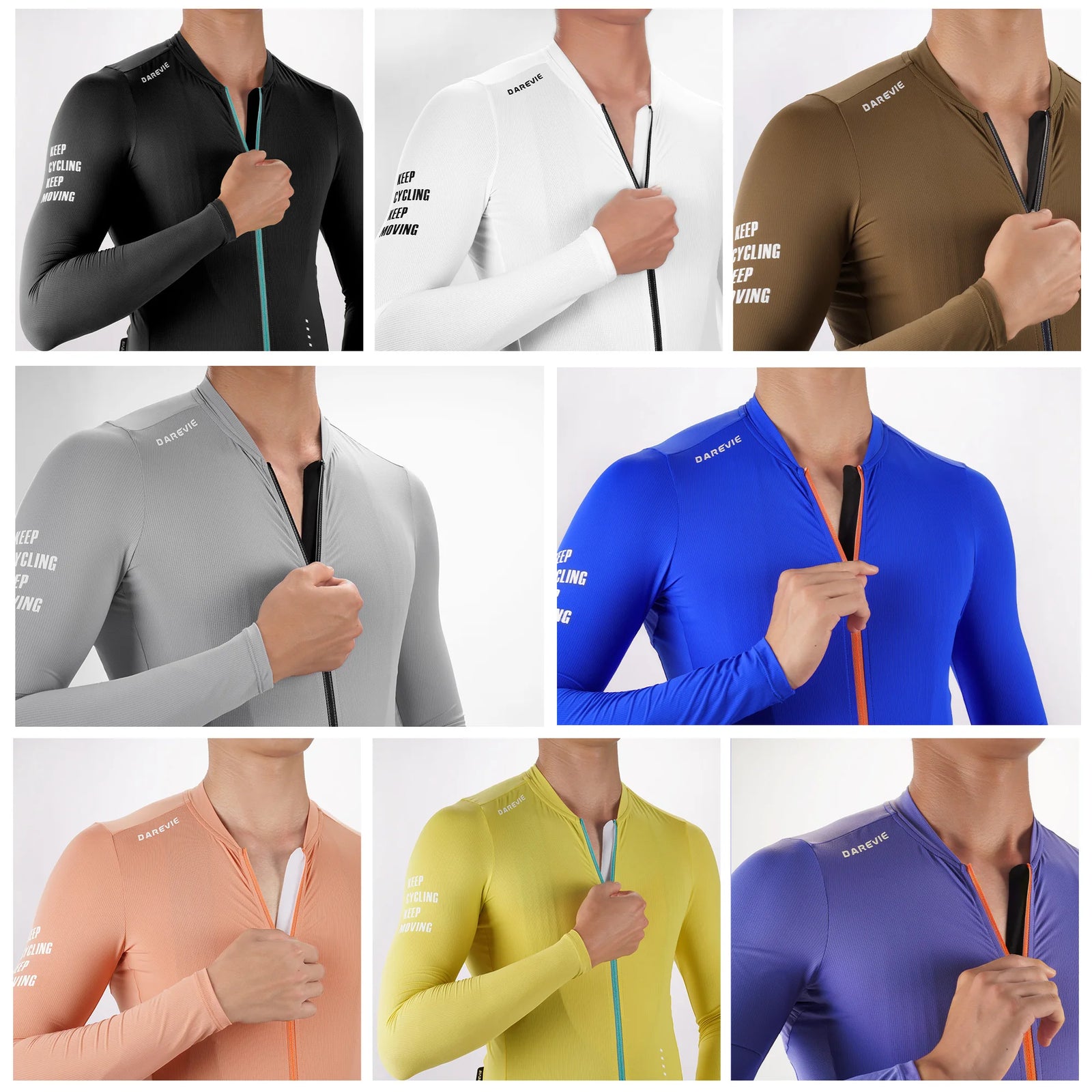 Unisex Long Sleeve Cycling Jersey with Full Zipper and Pocket Details