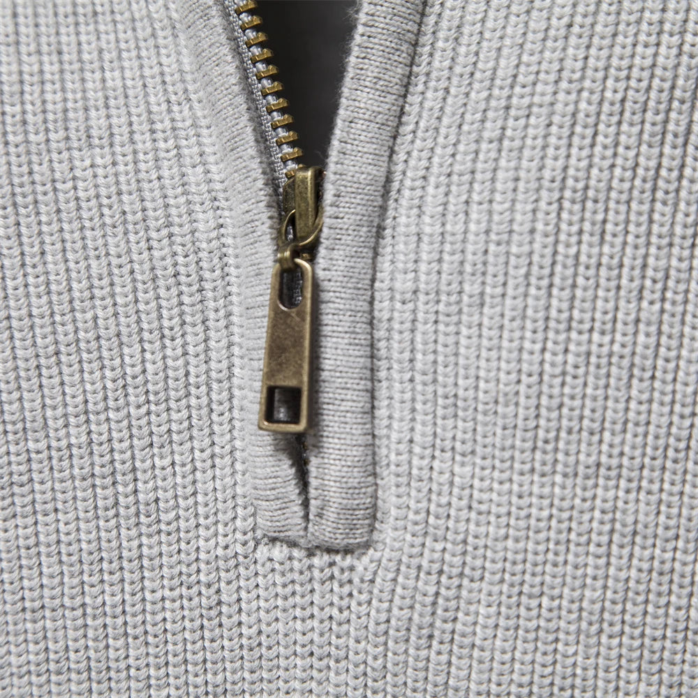 Men's Quarter Zip Long Sleeve Knit Sweater