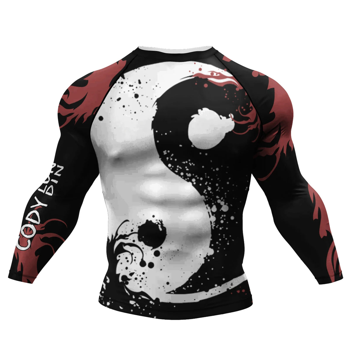 Graphic Long Sleeve Fitted Rash Guard for Training Wear