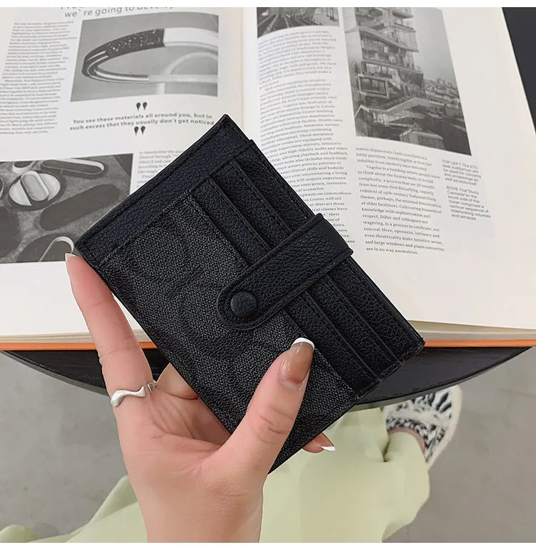 Slim Card Wallet with Snap Tab and Slot Compartments
