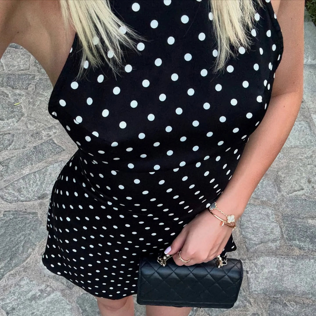 Women's Halter Polka Dot A Line Mini Dress For Casual Outfits