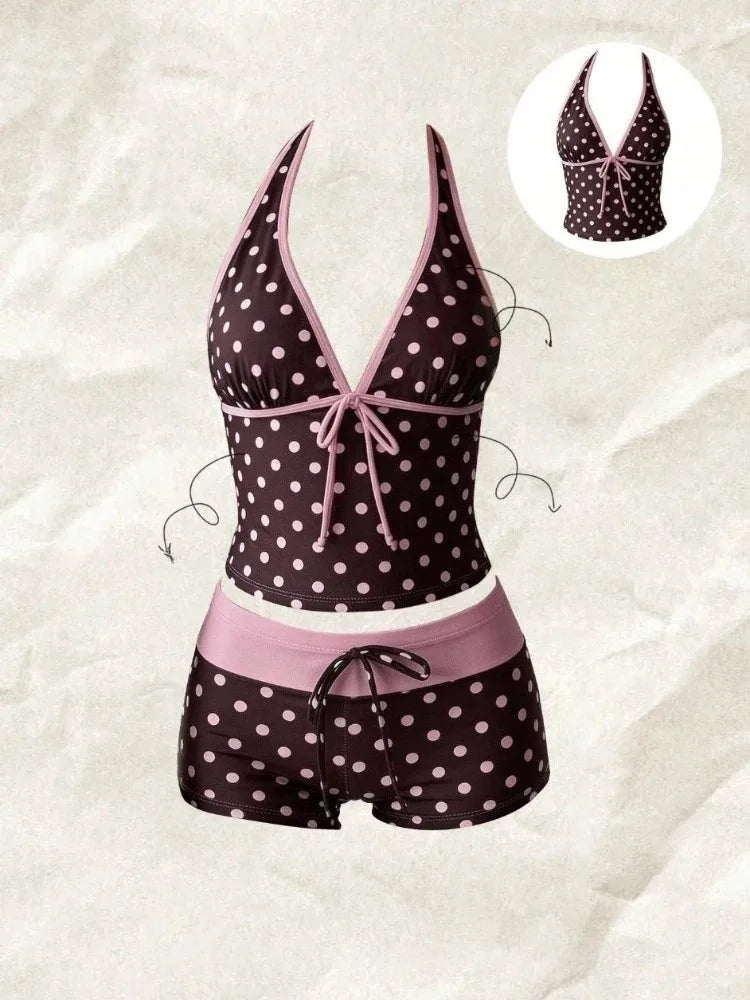 Ruffle Detail Printed Halter Bikini