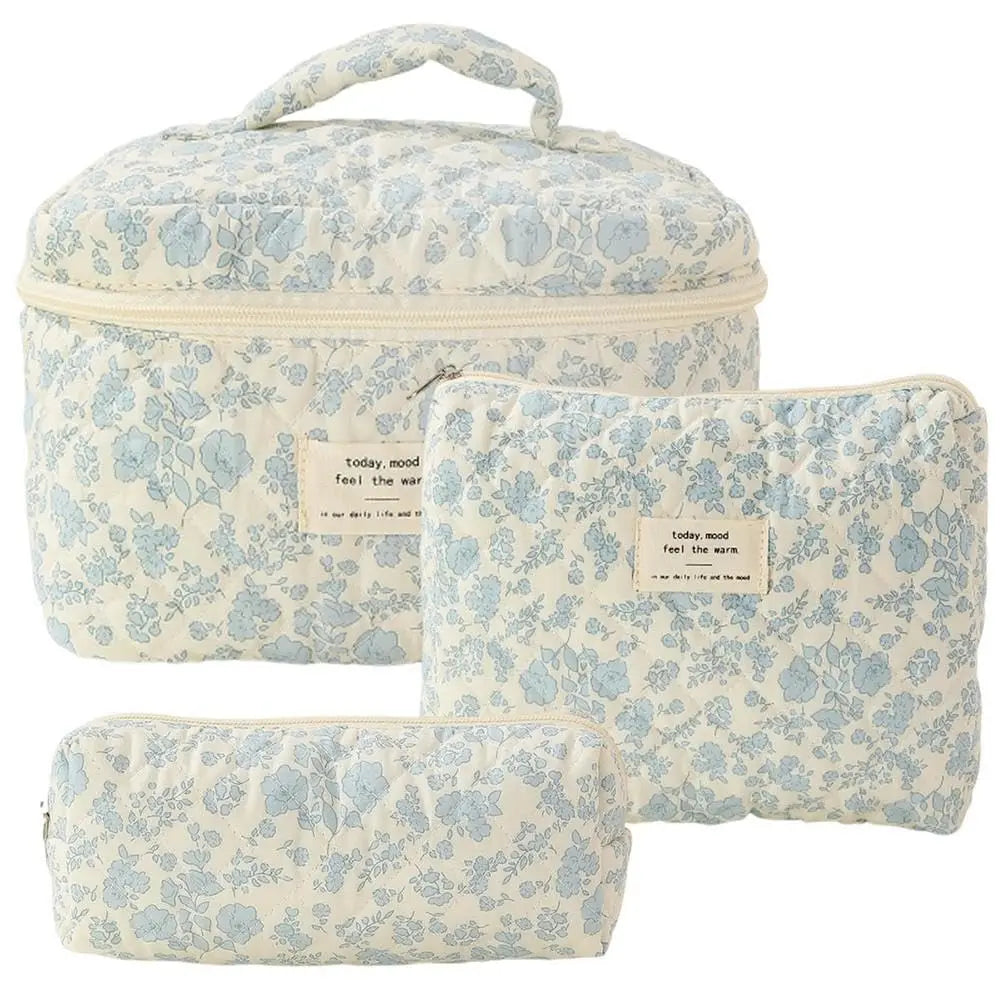Printed Quilted Toiletry Bag with Zippered Size Options