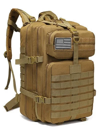 Outdoor Backpack with Webbing and Multiple Exterior Pockets