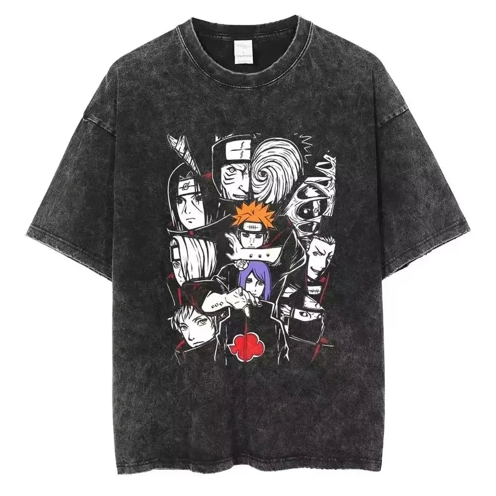 Japan Anime Oversize Cotton T-Shirt Black Streetwear