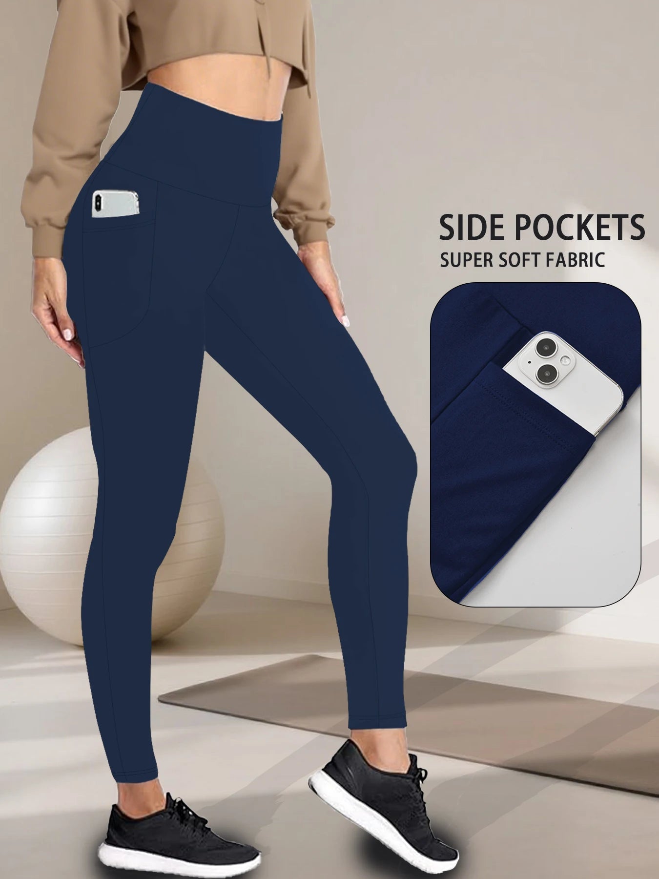 Women's Side Pocket Full Length Leggings For Workout Outfits