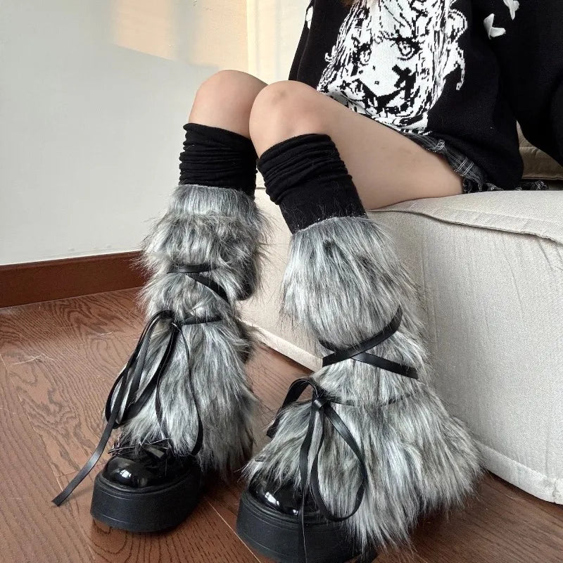 Flared Knit Leg Warmers with Slouchy Knee Length Shape