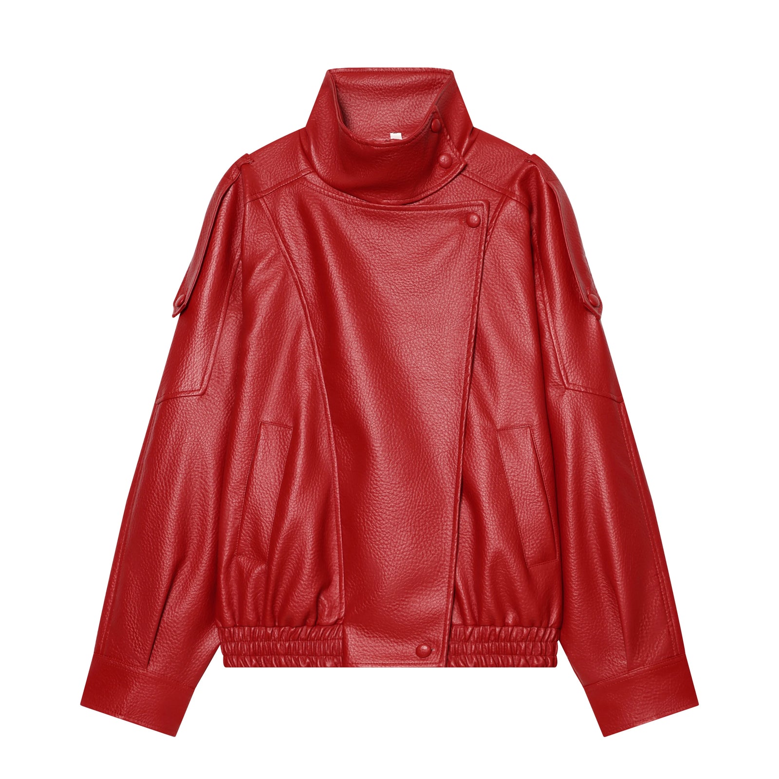 Women's Faux-Leather Stand-Collar Zip-Front Jacket