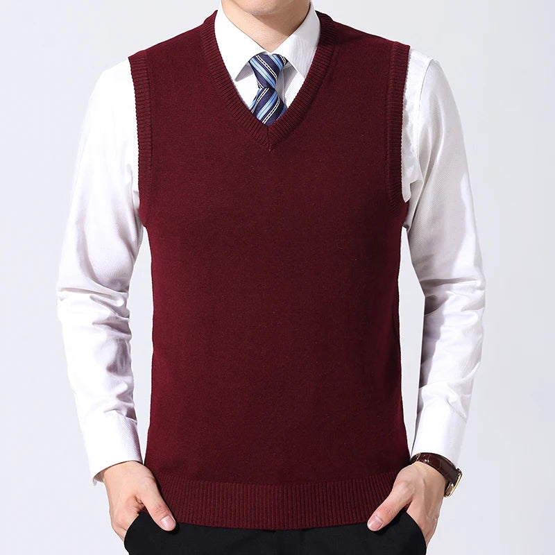 Men's V Neck Sleeveless Knit Vest