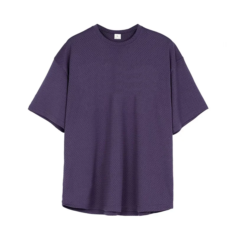 Plain Oversized Mesh Short Sleeve T-shirt For Sports Outfits