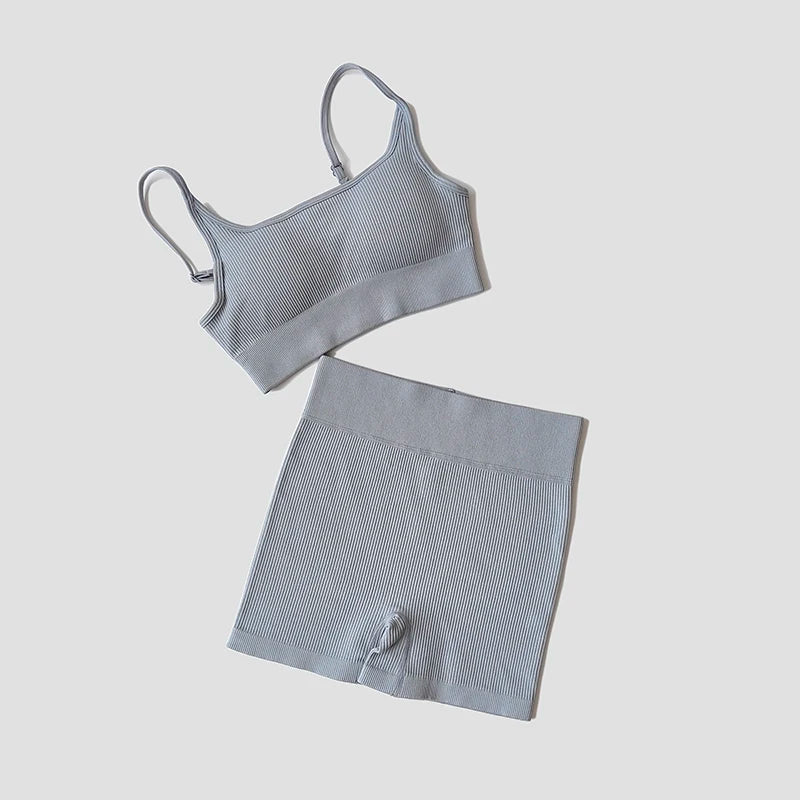 Women's Thin Strap Bra And Shorts Yoga Set