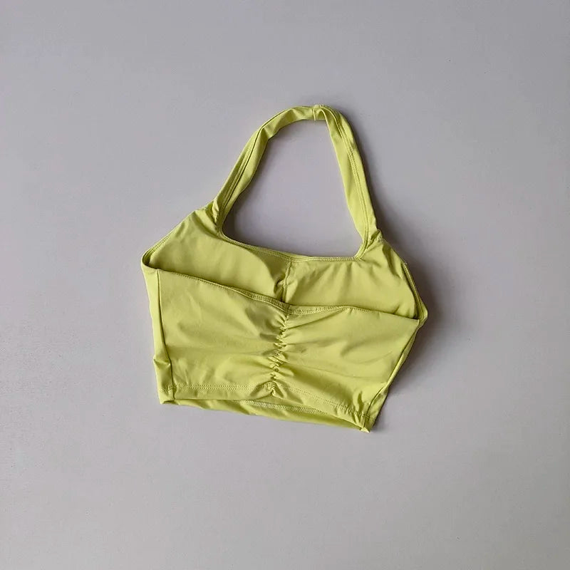 Women's Pleated Halter Sports Bra