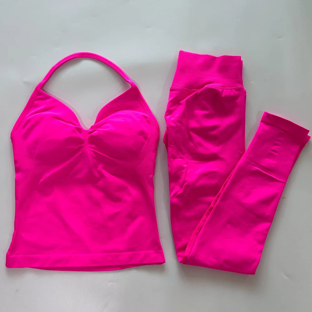 Women's Thin Strap Tank And Leggings Yoga Set