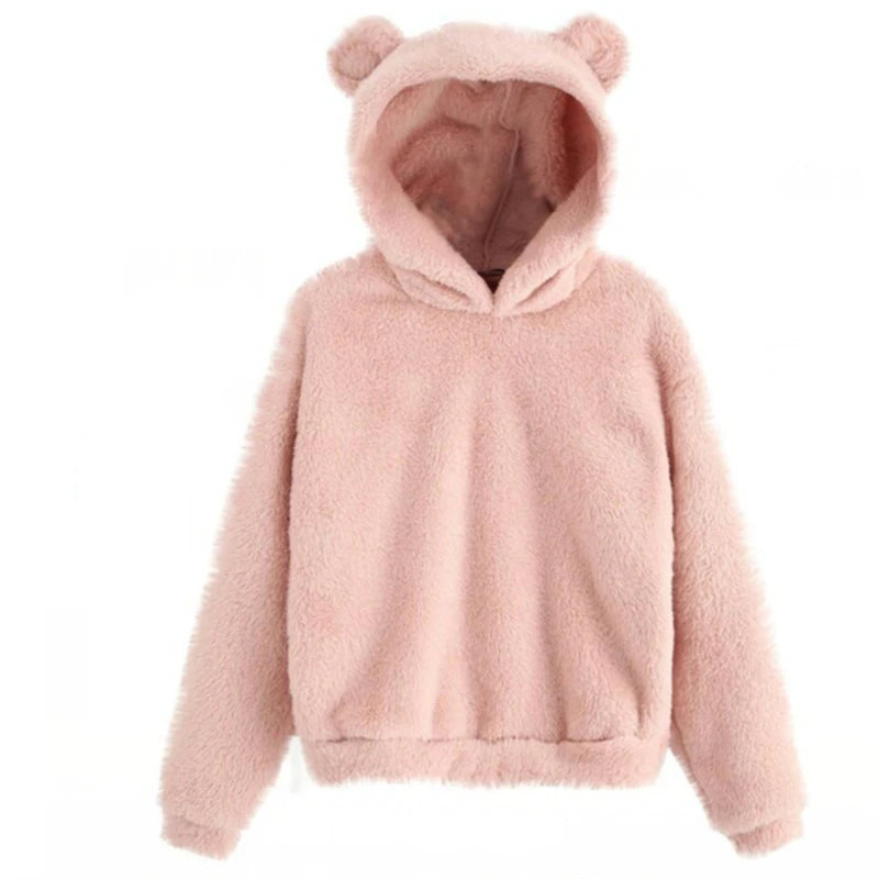 Bear Ear Long Sleeve Pullover Casual Hoodie for Layering