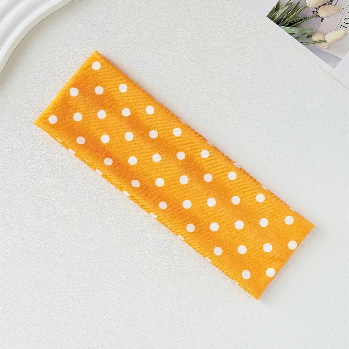 Polka Dot and Button Style Fabric Headband for Hair Styling