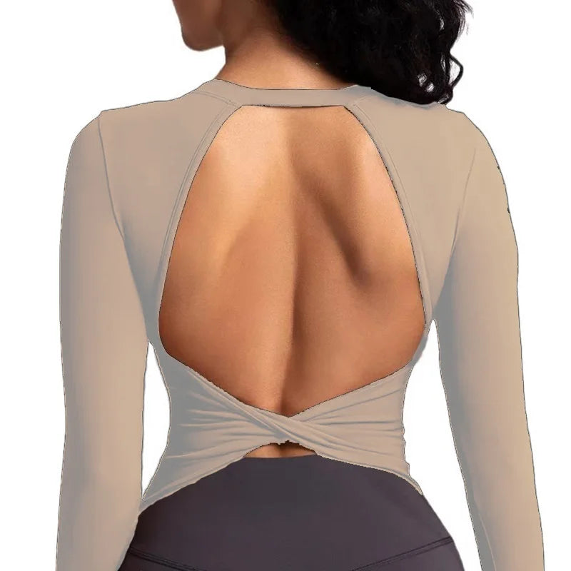 Women's Open-Back Long-Sleeve Workout Top