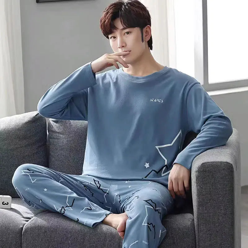 Men's Graphic Long Sleeve Top and Pants Pajama Set