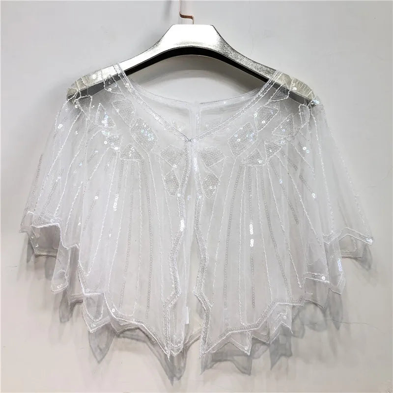 Beaded Sequin Capelet for Layering over Dresses and Tops