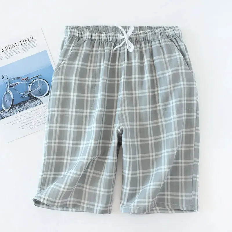Plaid Drawstring Pajama Bottoms with Long and Short Styles