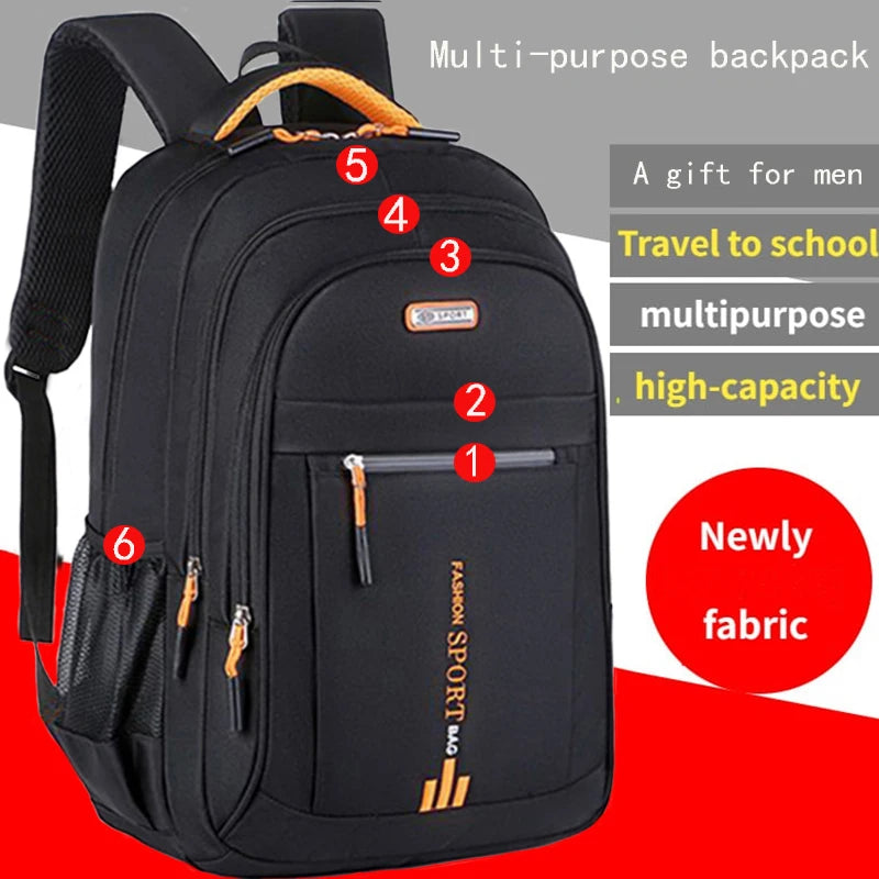 Multi Pocket Backpack with Contrasting Zippers and Carry Handle