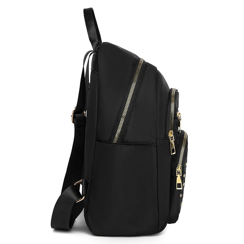 Quilted Front Backpack with Stud Details and Adjustable Shoulder Carry Straps