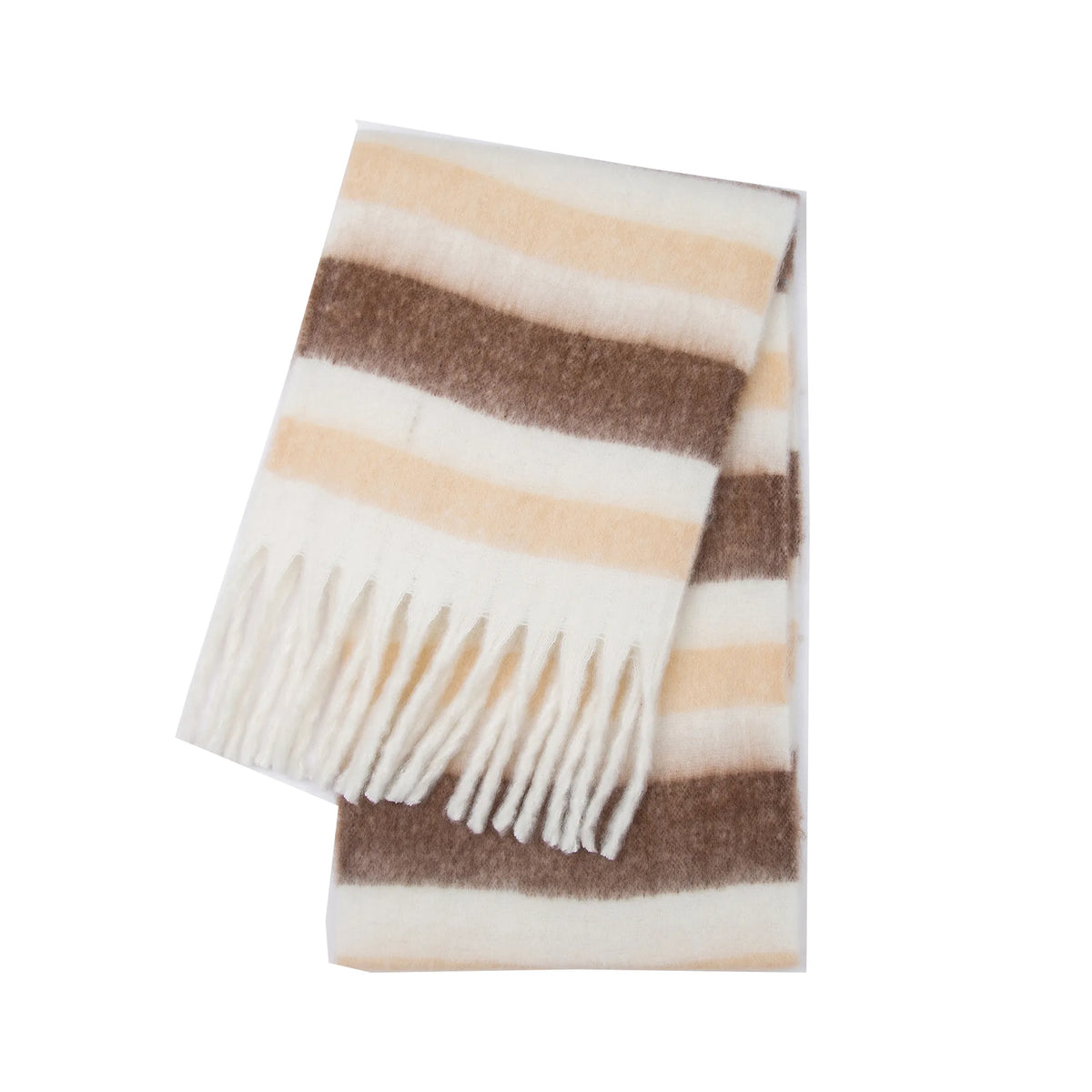 Multicolor Plaid Scarf with Long Shape and Fringed Ends