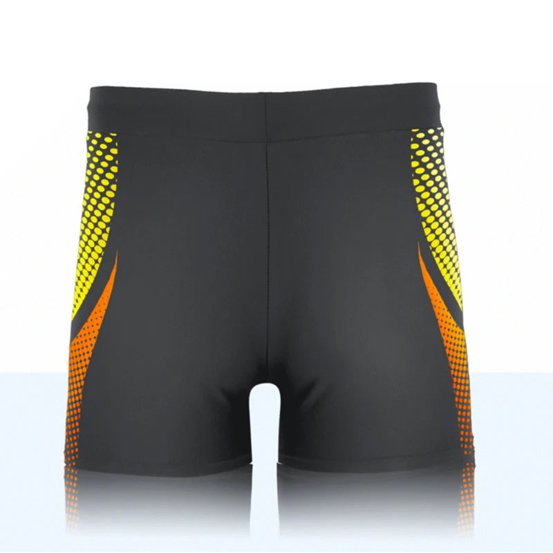Men's Swim Shorts with Geometric and Letter Print for Beach and Pool Wear