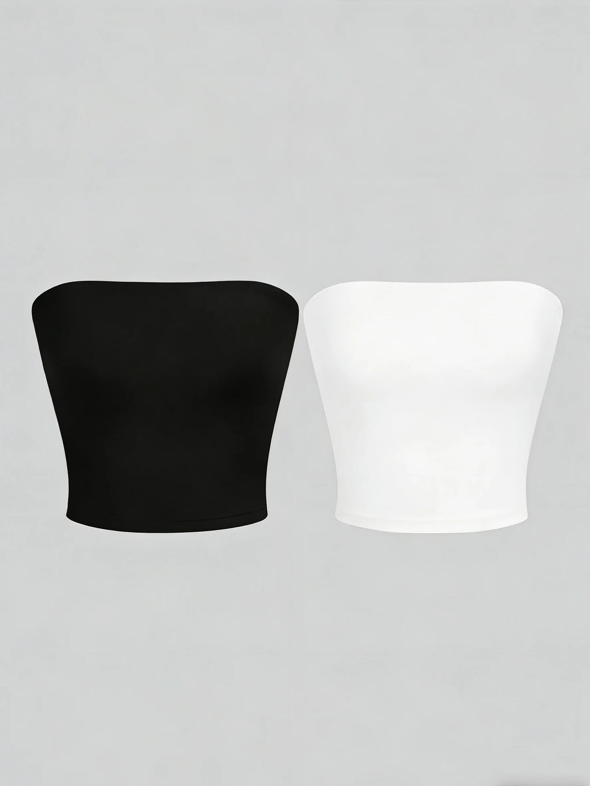 Women's Strapless Polyester Bandeau Crop Top with Straight Neckline