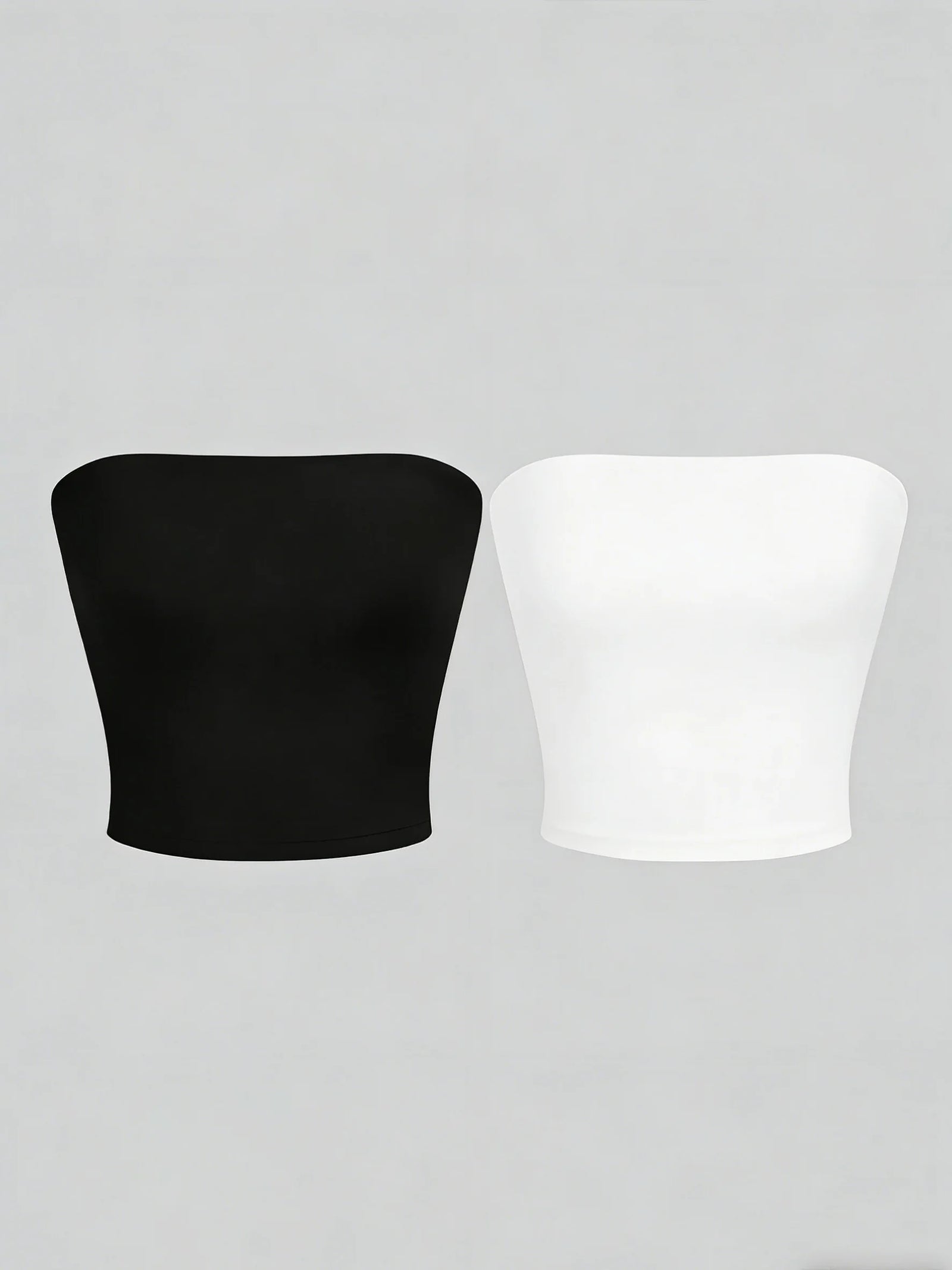 Women's Strapless Polyester Bandeau Crop Top with Straight Neckline