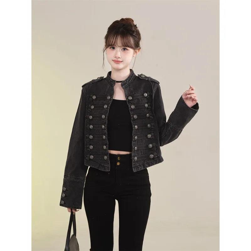 Women's Denim-Look Button-Front Jacket