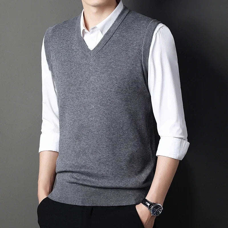 Men's V Neck Sleeveless Knit Vest