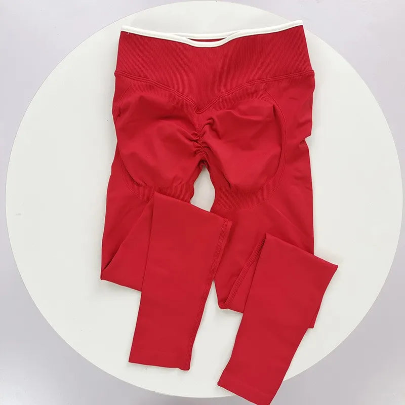 Women's Contrast Waist Full Length Leggings For Workout Outfits