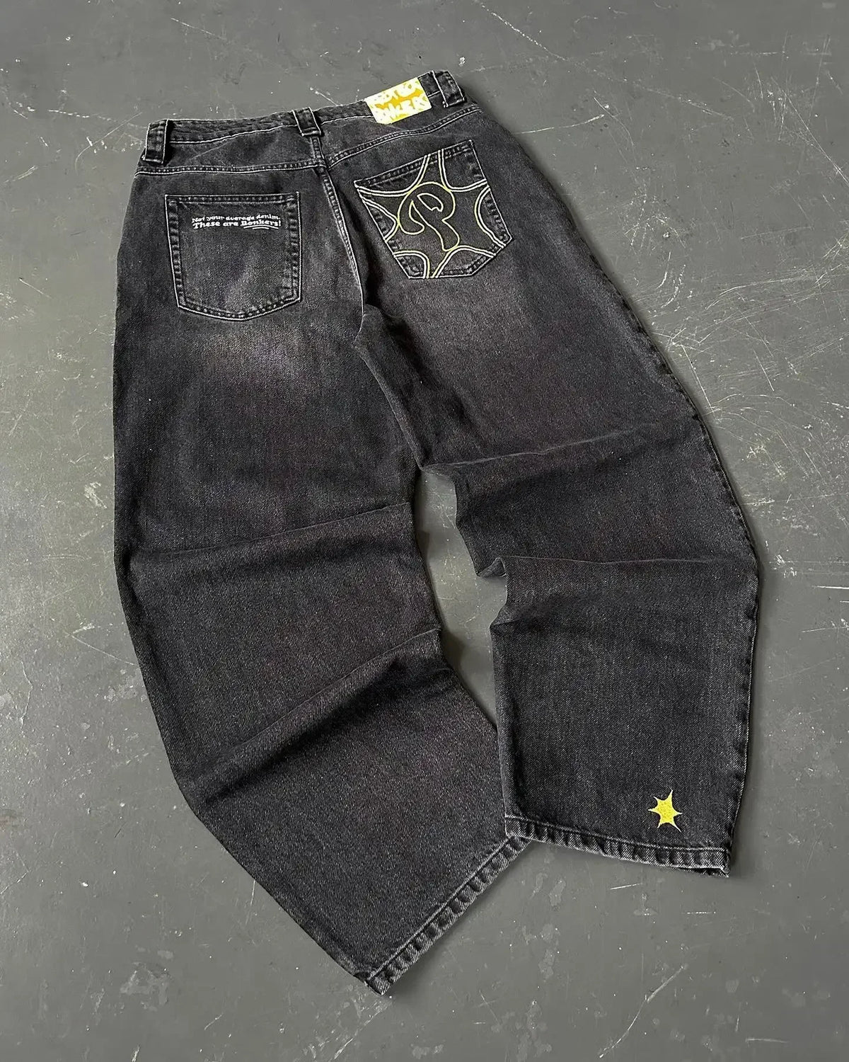 Women's Black Embroidered Baggy Fit Denim Jeans For Everyday Outfits
