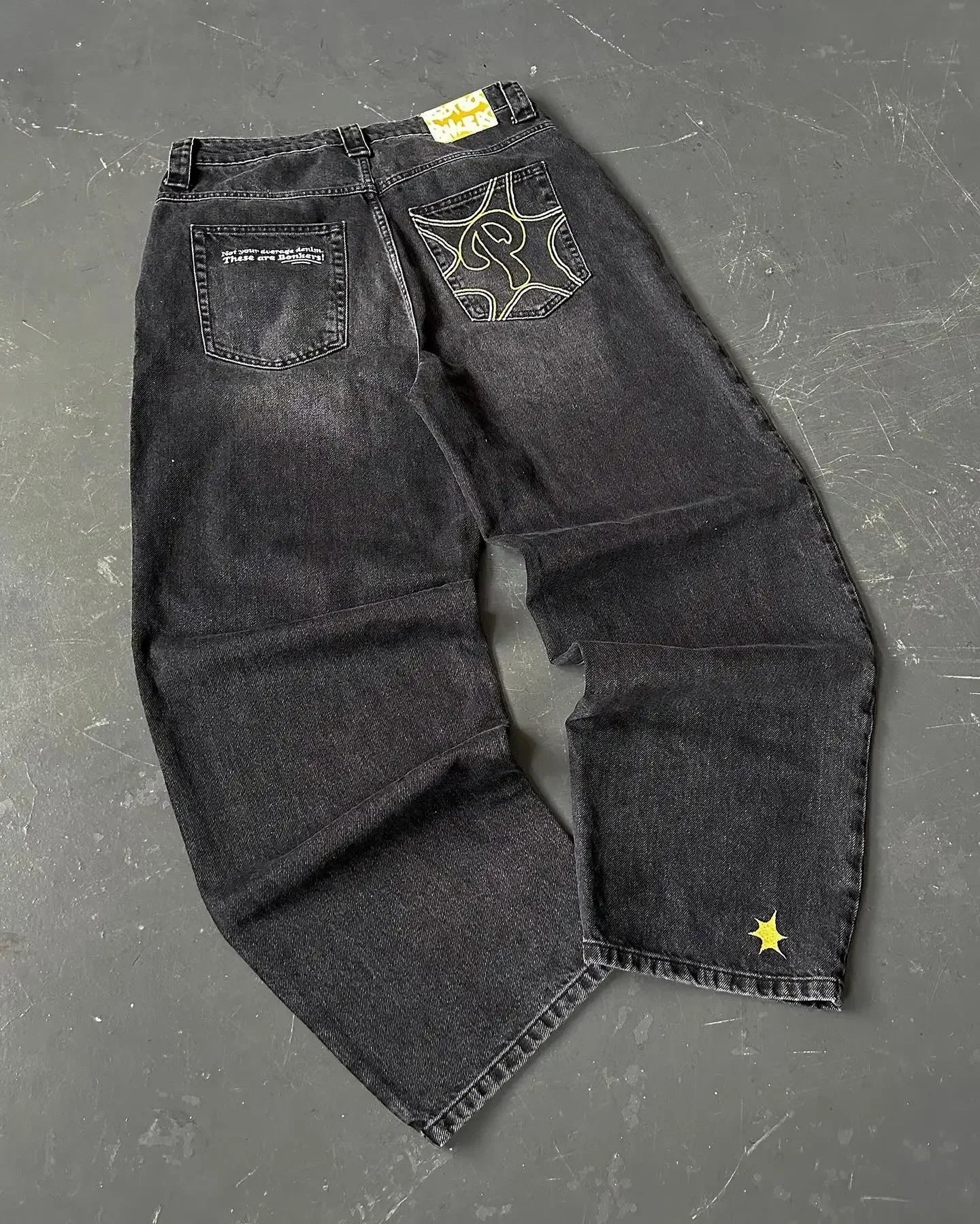 Women's Black Embroidered Baggy Fit Denim Jeans For Everyday Outfits