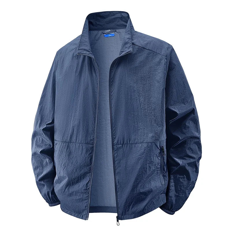 Collared Long Sleeve Full Zip Outdoor Hiking Jacket with Pockets