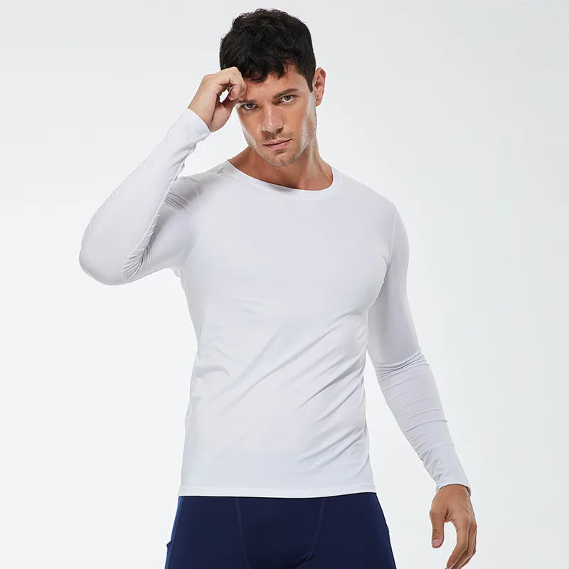 Fitted Crew Neck Long Sleeve Compression T Shirt
