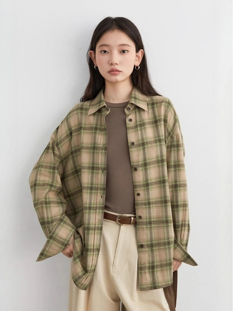 Women's Checked Collared Long Sleeve Shirt