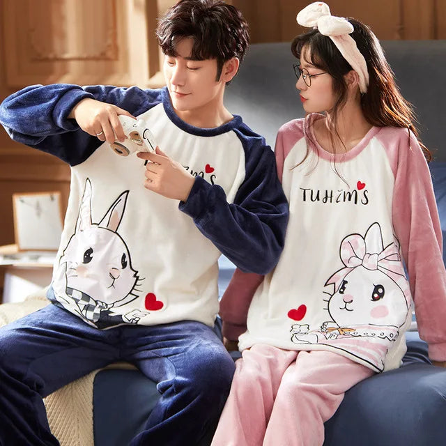 Printed Two Piece Pajama Set with Male and Female Options
