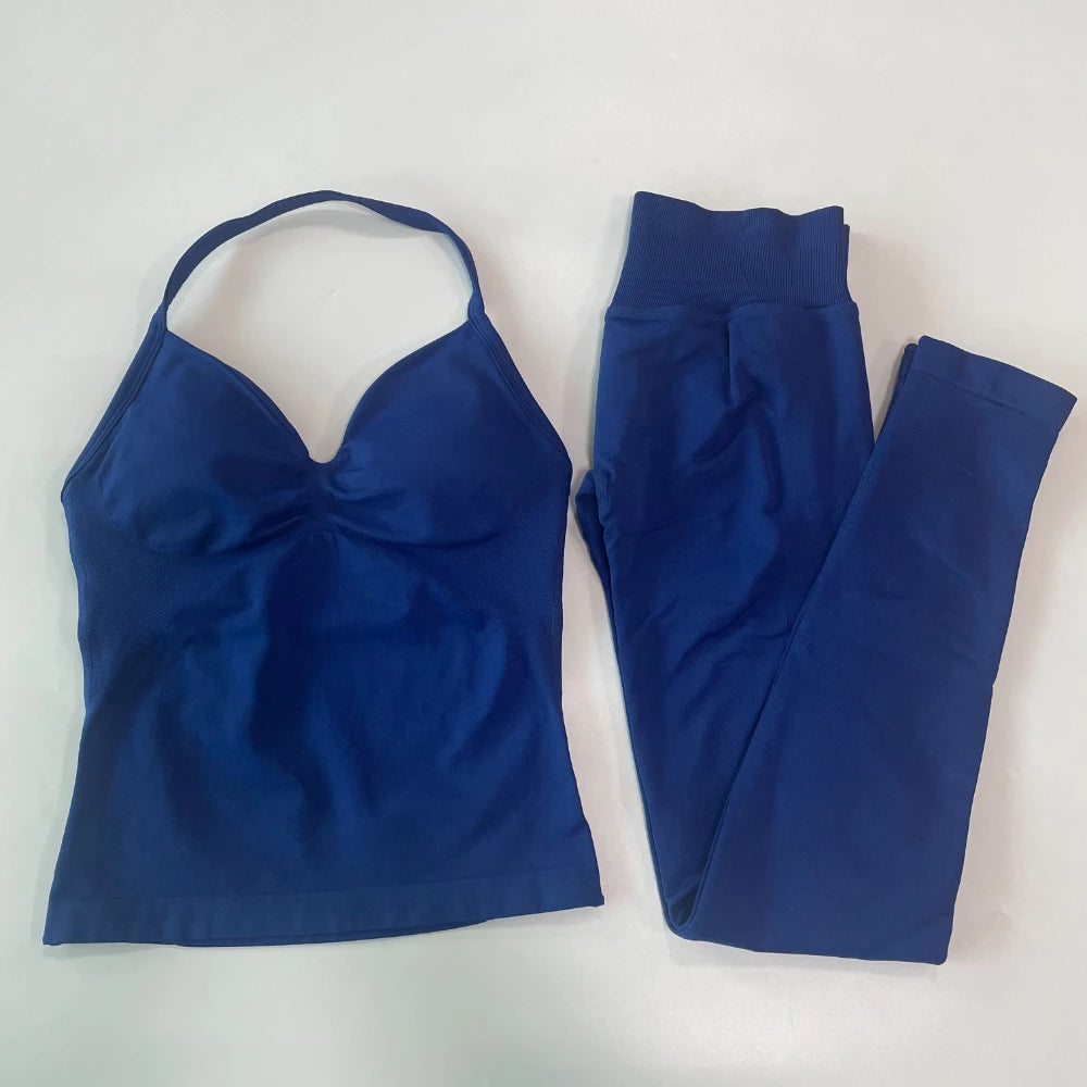 Women's Thin Strap Tank And Leggings Yoga Set