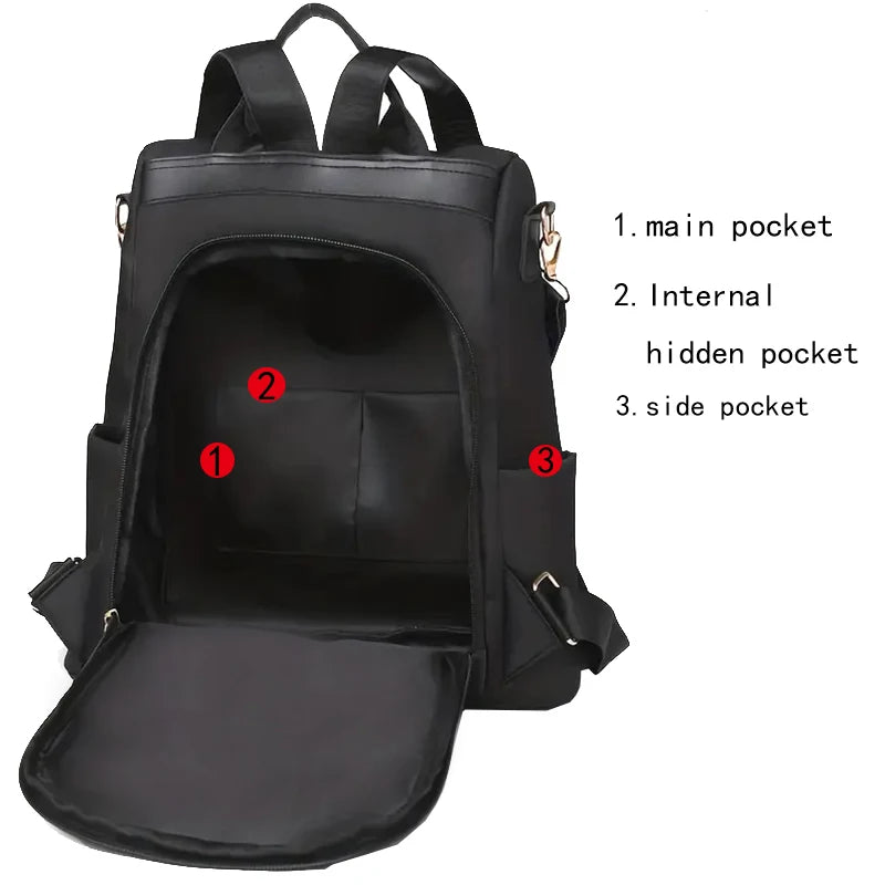 Floral Print Backpack with Rear Zipper Opening and Top Handle