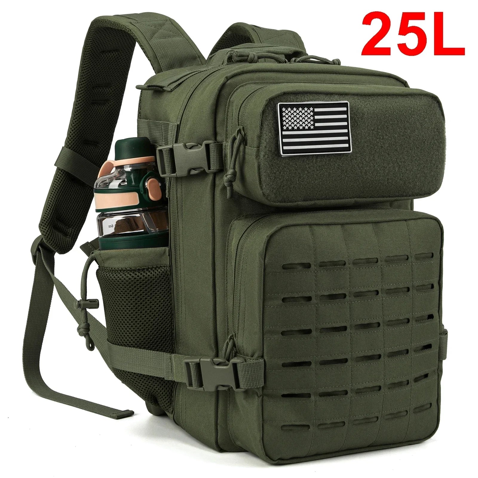 Tactical Backpack with Front Webbing and Separate Size-Labelled Colour Options
